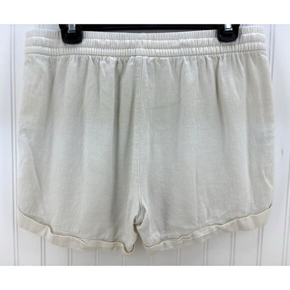 Old Navy Linen Blend Cuffed Women’s Shorts Pockets Draw String Medium M Beige - Picture 2 of 3